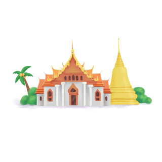 泰国皇宫宫殿插画PNG素材